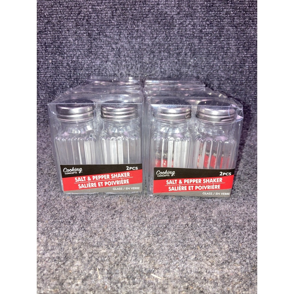 Cooking Concepts Restaurant Glass Bottle Salt & Pepper Shakers Lot of 10 NEW